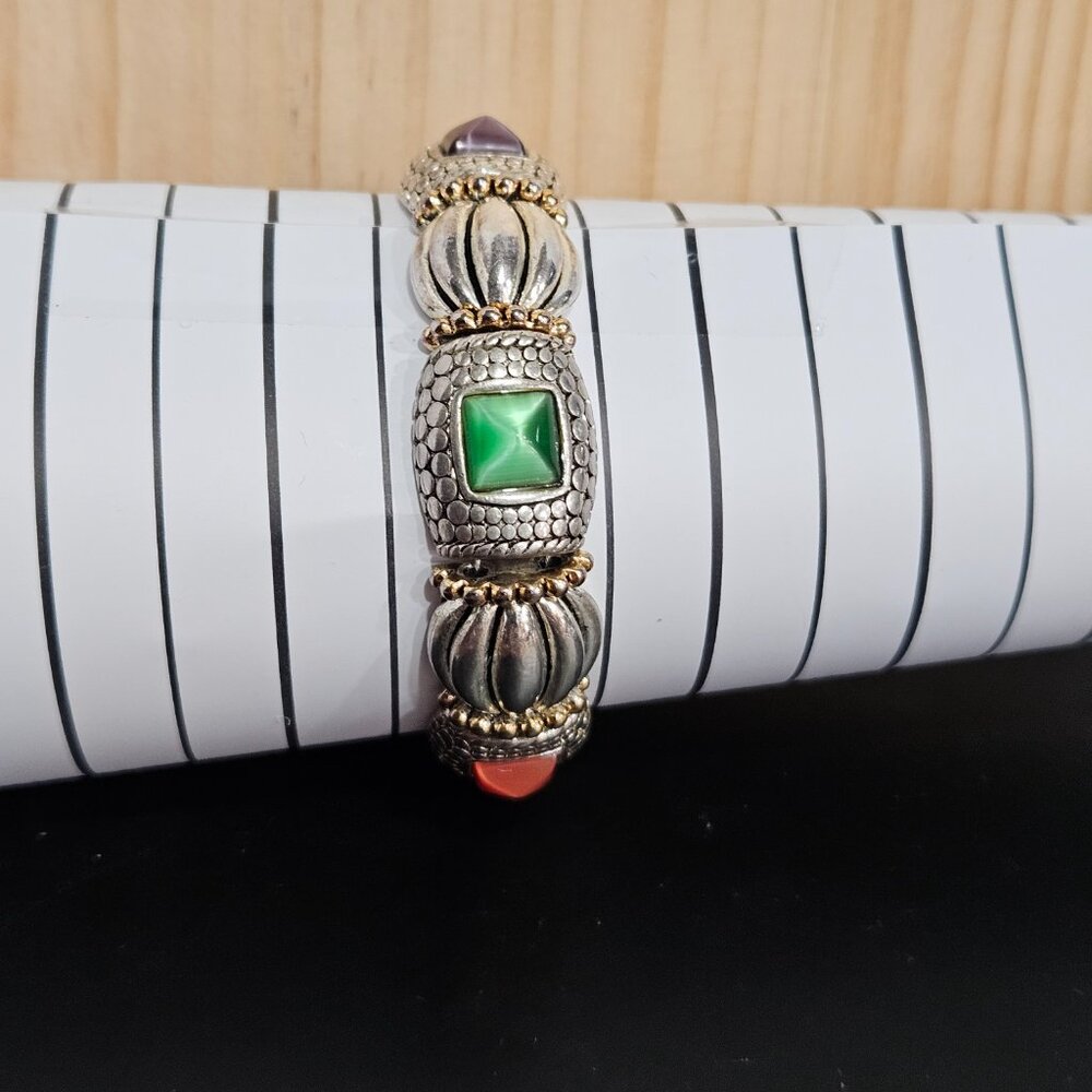Silver Tone Multi-Color Bracelet # 114